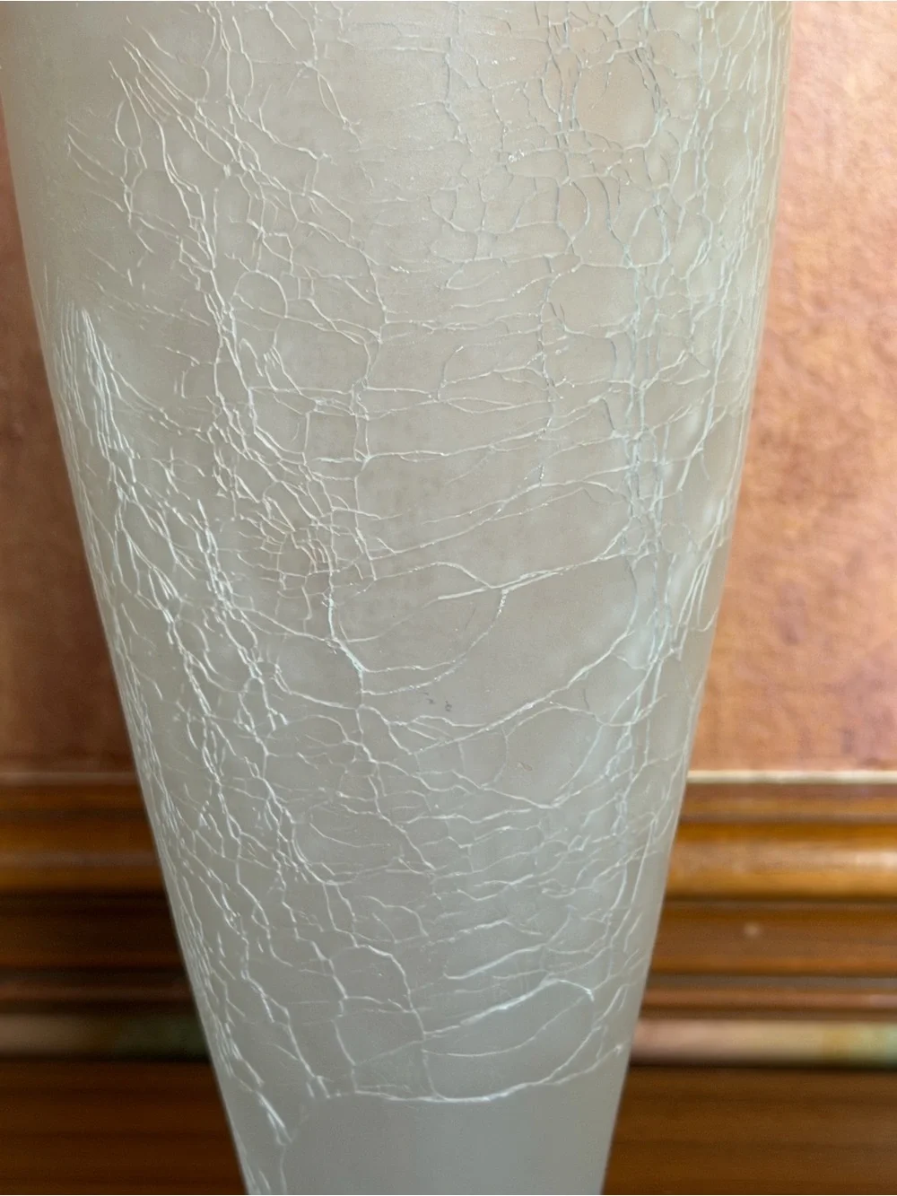 Frosted Crackle Glass Vase 14 Inch White Satin Matte Tall Table Centerpiece
